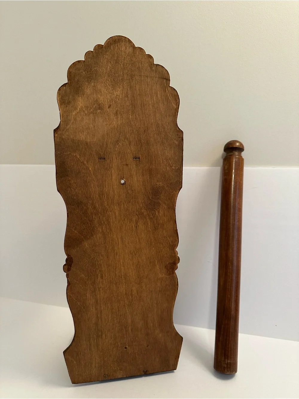Carved Wooden Paper Towel Holder in Warm Brown